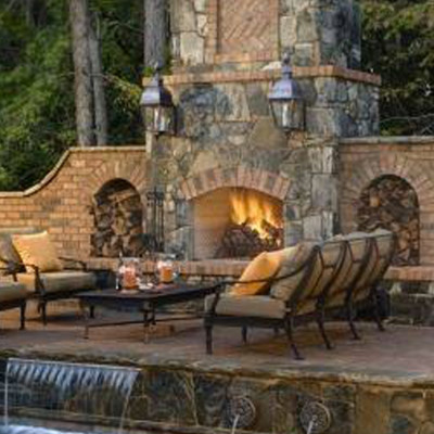 Poolside Fireplace