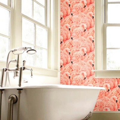 Pink Flamingos in the Bathroom